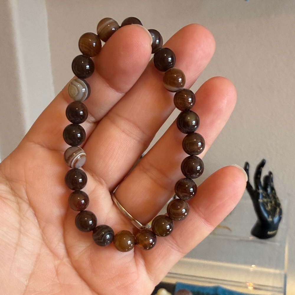 Batswana Agate Beaded Stretch Bracelet – Women’s Natural Stone Jewelry